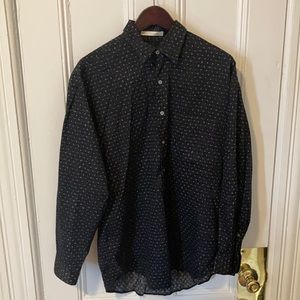 Perry Ellis Blue Patterned Dress Shirt - Large